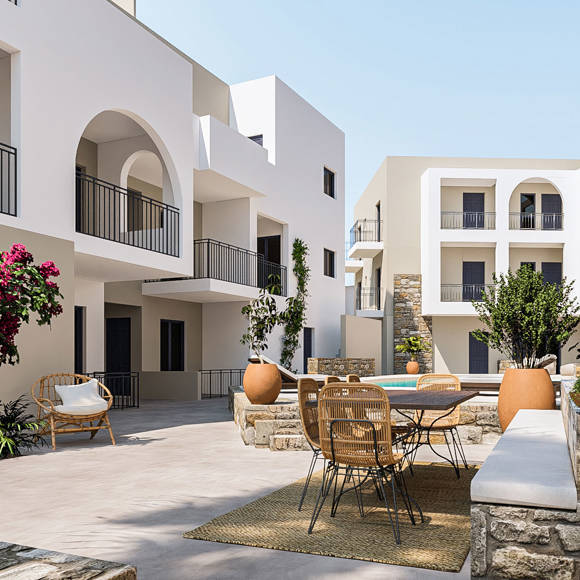Nami Hotel Suites poolside sitting area